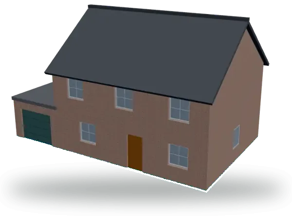 Maison en briques avec garage, dessinée avec le configurateur 3D Guedes Constructions